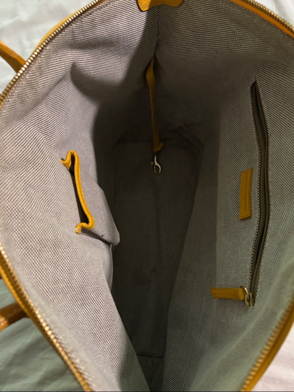 Dooney & Bourke Yellow Pebbled Leather Tote with Front Pockets - Picture 5 of 5